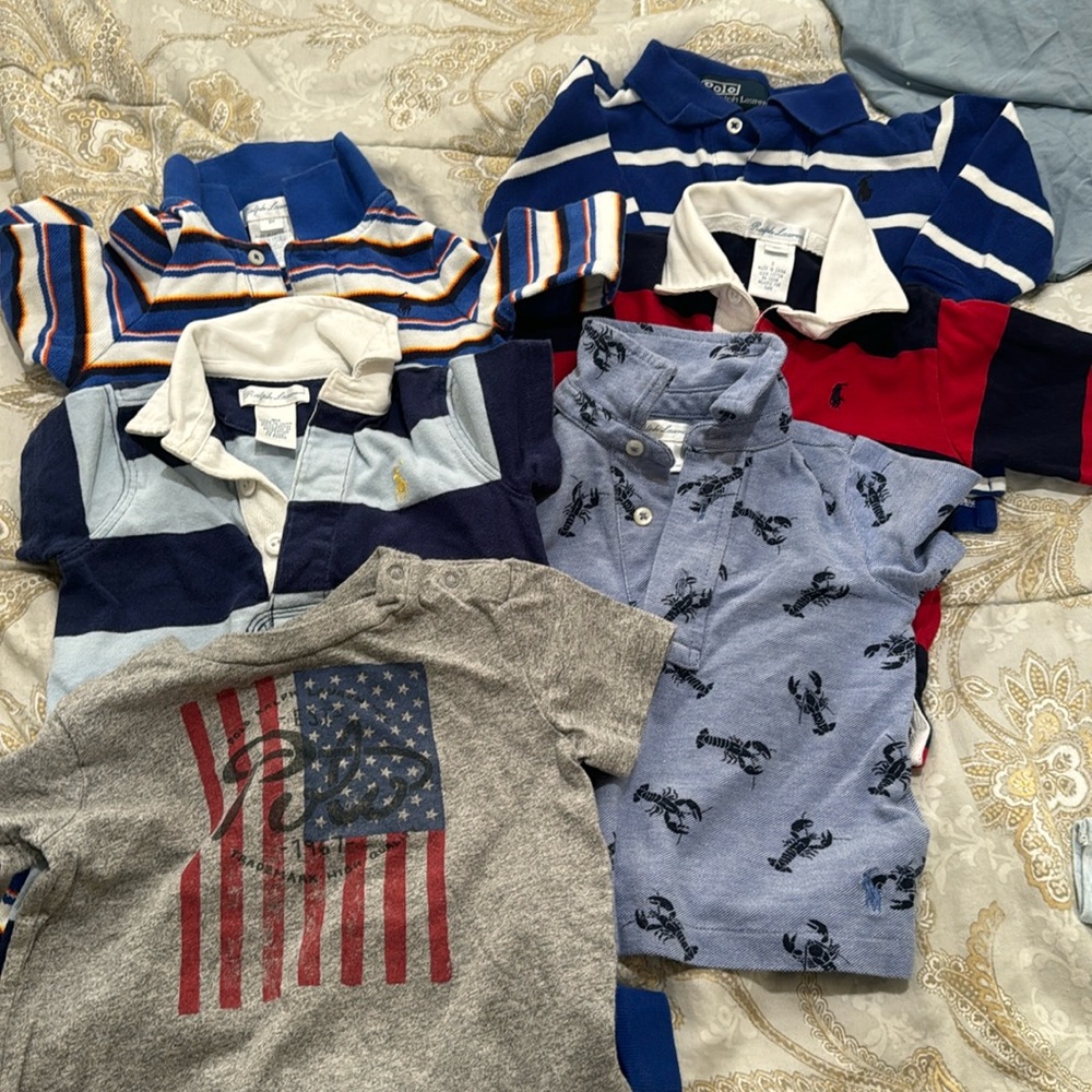 Polo Ralph Lauren bundle total 6 items.  Mix of Short and long sleeves designs.
